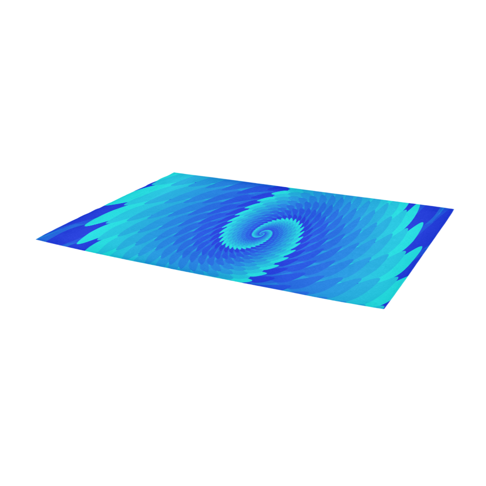 Spiral wave blue Area Rug 9'6''x3'3''