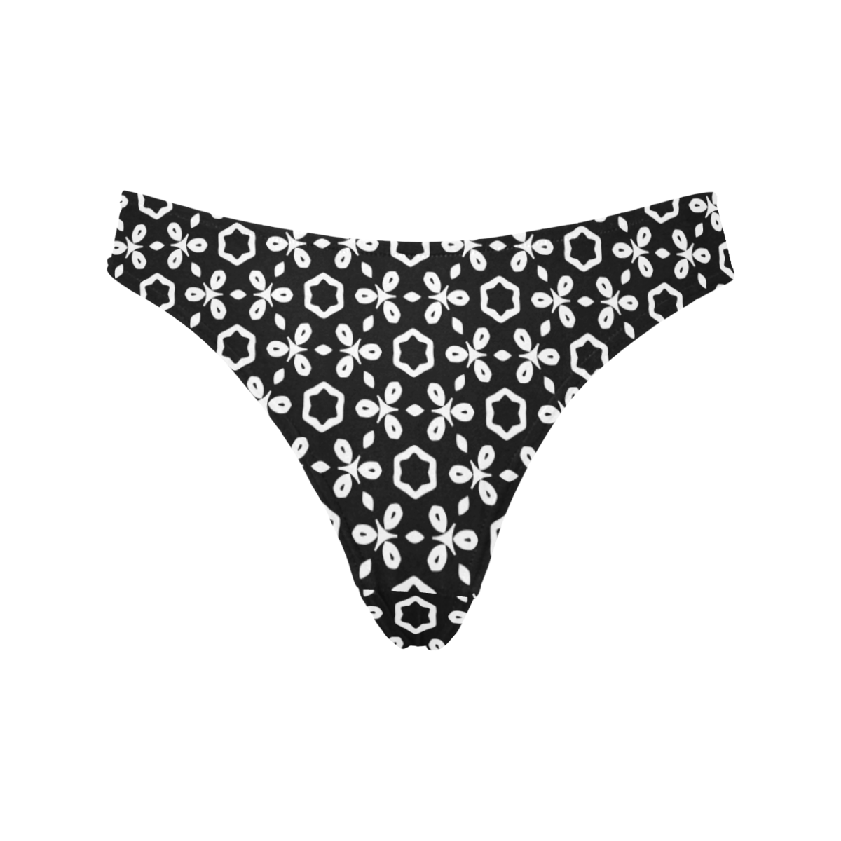 geometric pattern black and white Women's All Over Print Thongs (Model L30)