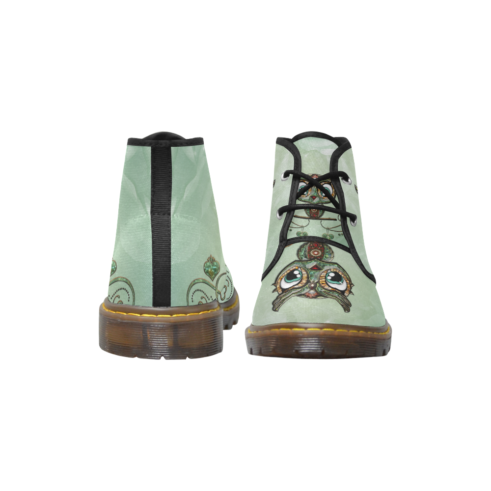 Cute little owl, diamonds Women's Canvas Chukka Boots (Model 2402-1)