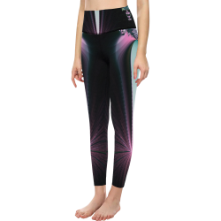 Fractal Beacon in the Night Abstract Women's All Over Print High-Waisted Leggings (Model L36)