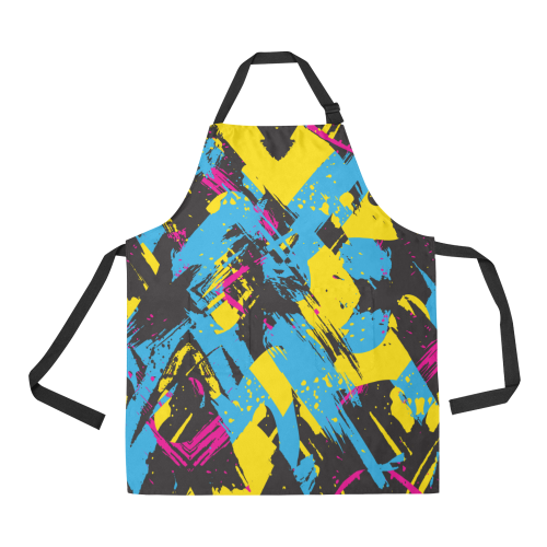 Colorful paint stokes on a black background All Over Print Apron