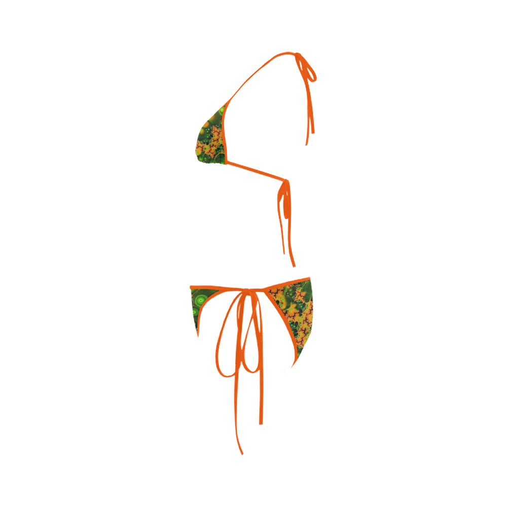 Pretty Paisley Orange Trim Bikini Custom Bikini Swimsuit