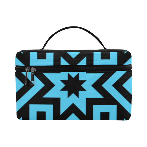 Blue/Black Geometric Pattern Lunch Bag/Large (Model 1658)