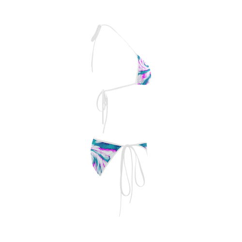 Turquoise Pink Tie Dye Swirl Abstract Custom Bikini Swimsuit