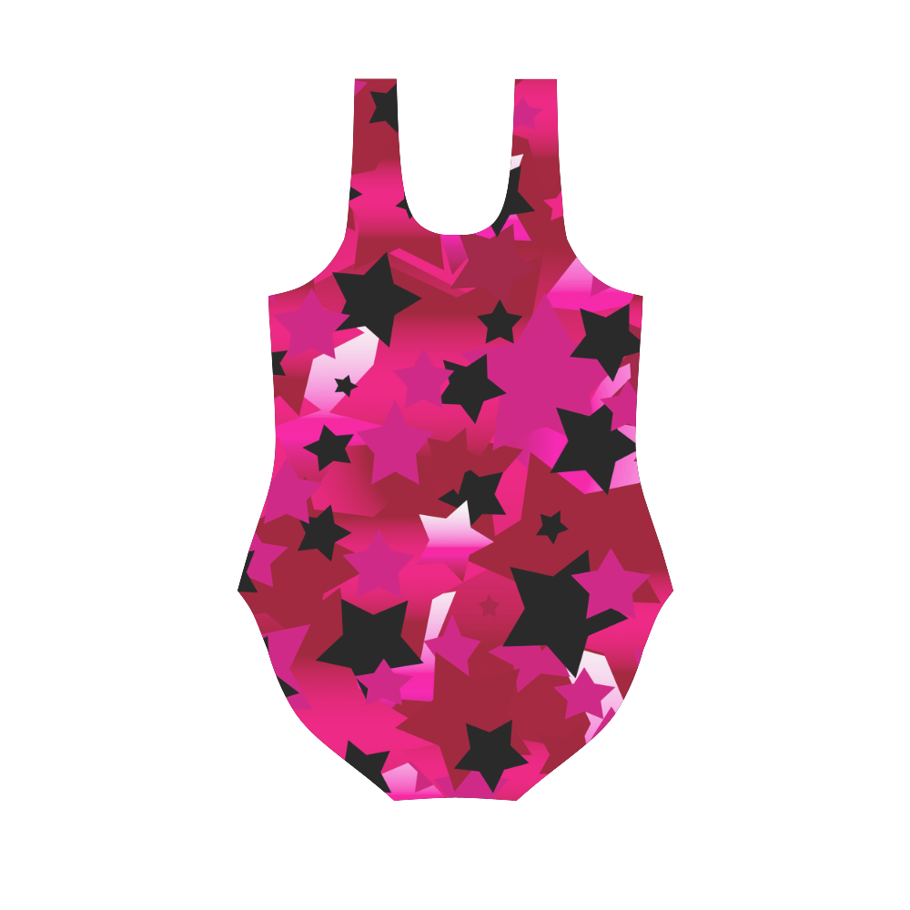 Punk Rock Stars Pink Vest One Piece Swimsuit (Model S04)