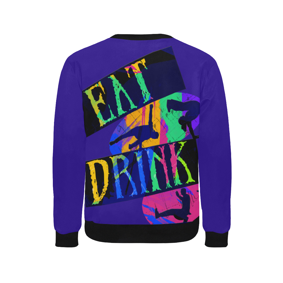 Break Dancing Colorful / Purple Men's Rib Cuff Crew Neck Sweatshirt (Model H34)