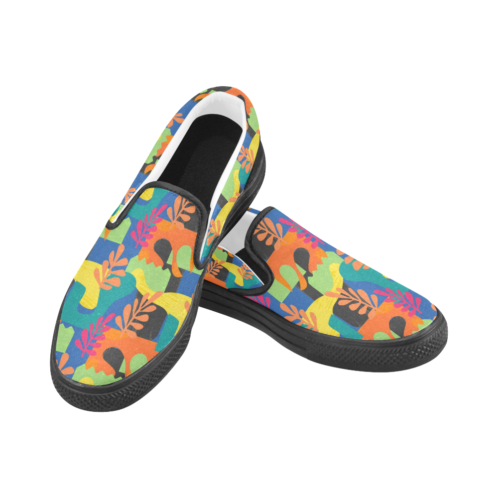 Abstract Nature Pattern Women's Unusual Slip-on Canvas Shoes (Model 019)