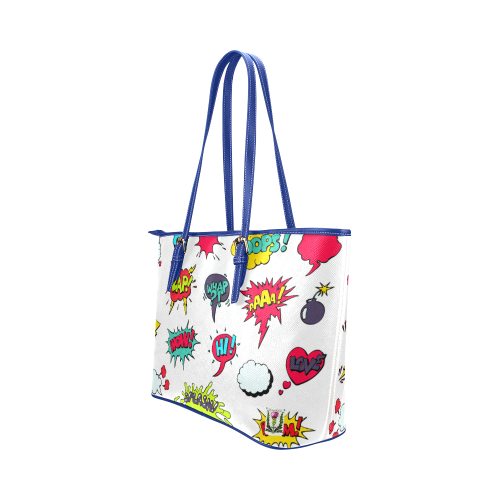 Fairlings Delight's Pop Art Collection- Comic Bubbles 53086q3 Leather Tote Bag/Small (Model 1651)