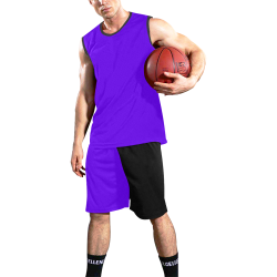 Purple and Black Number 13 Team Basketball Uniforms All Over Print Basketball Uniform