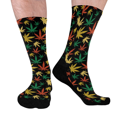 Cannabis Pattern Mid-Calf Socks (Black Sole)