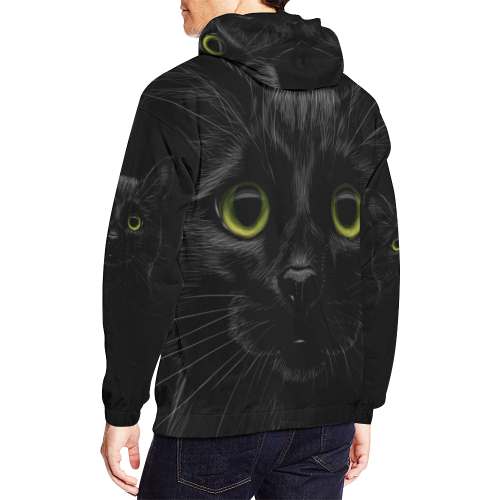 Black Cat All Over Print Hoodie for Men/Large Size (USA Size) (Model H13)