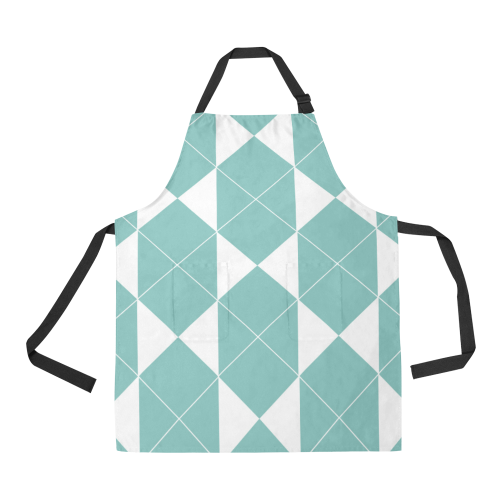 Abstract geometric pattern - blue and white. All Over Print Apron