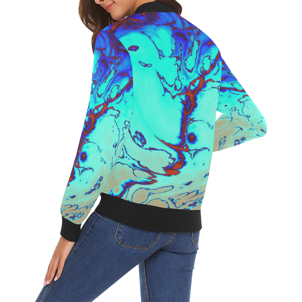 stormy marbled 2 by JamColors All Over Print Bomber Jacket for Women (Model H19)