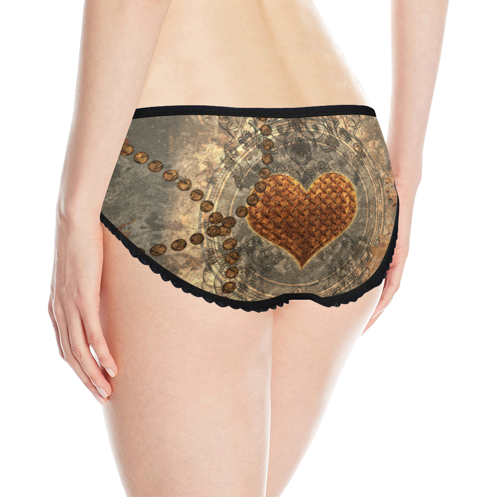Steampuink, rusty heart with clocks and gears Women's All Over Print Classic Briefs (Model L13)