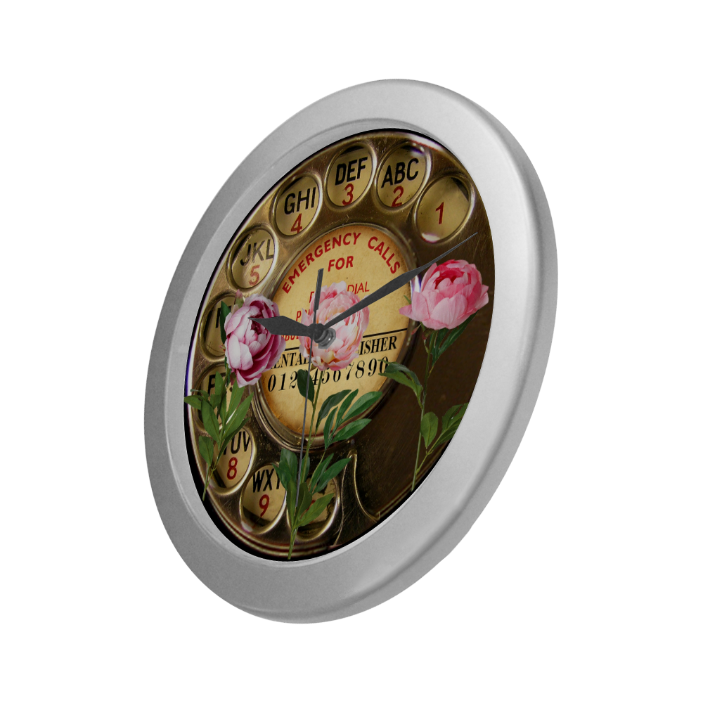 Call Me Peony Silver Color Wall Clock