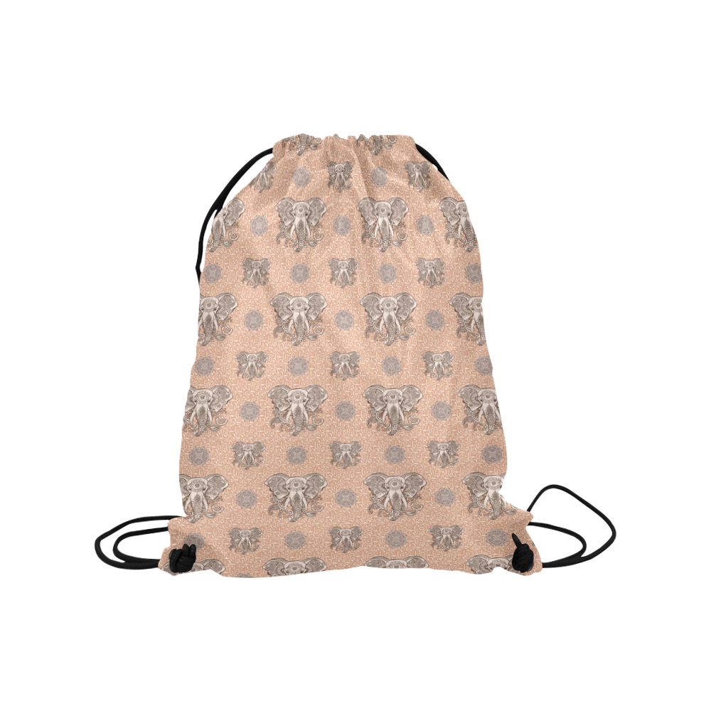 Ethnic Elephant Mandala Pattern Medium Drawstring Bag Model 1604 (Twin Sides) 13.8"(W) * 18.1"(H)