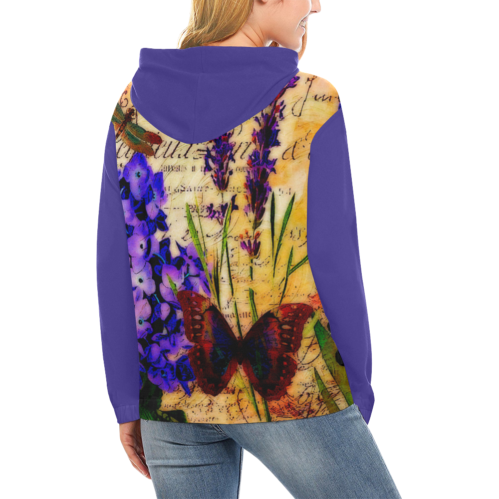 Bright botanical All Over Print Hoodie for Women (USA Size) (Model H13)