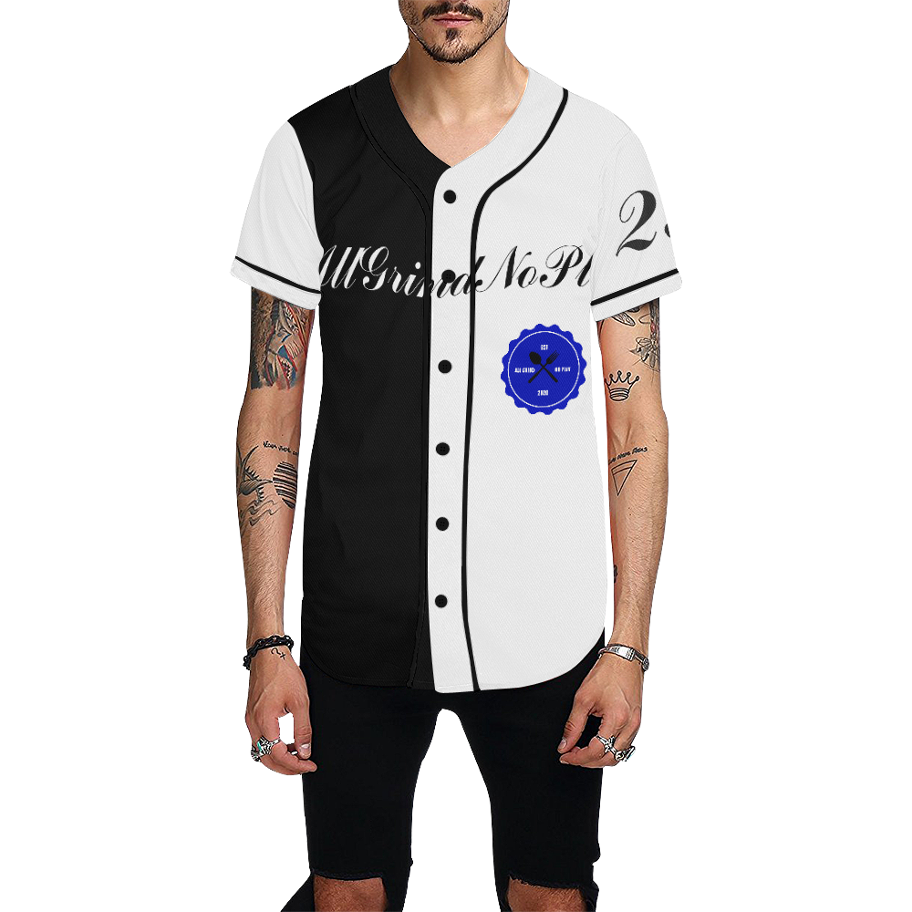 BLLK/WHITE AGNP HOODIE All Over Print Baseball Jersey for Men (Model T50)