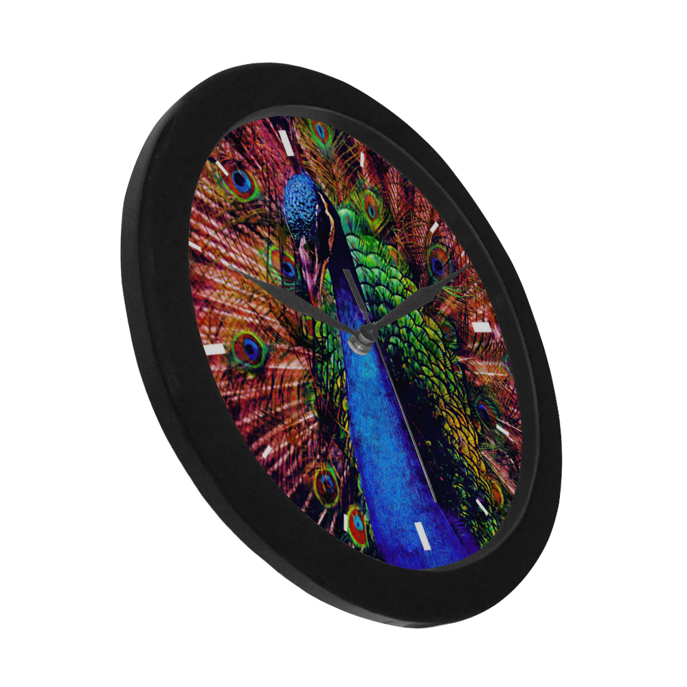 Impressionist Peacock Circular Plastic Wall clock