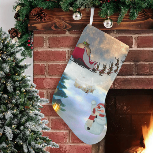 Santa Claus in the night Christmas Stocking (Without Folded Top)
