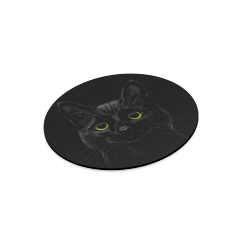 Black Cat Round Mousepad