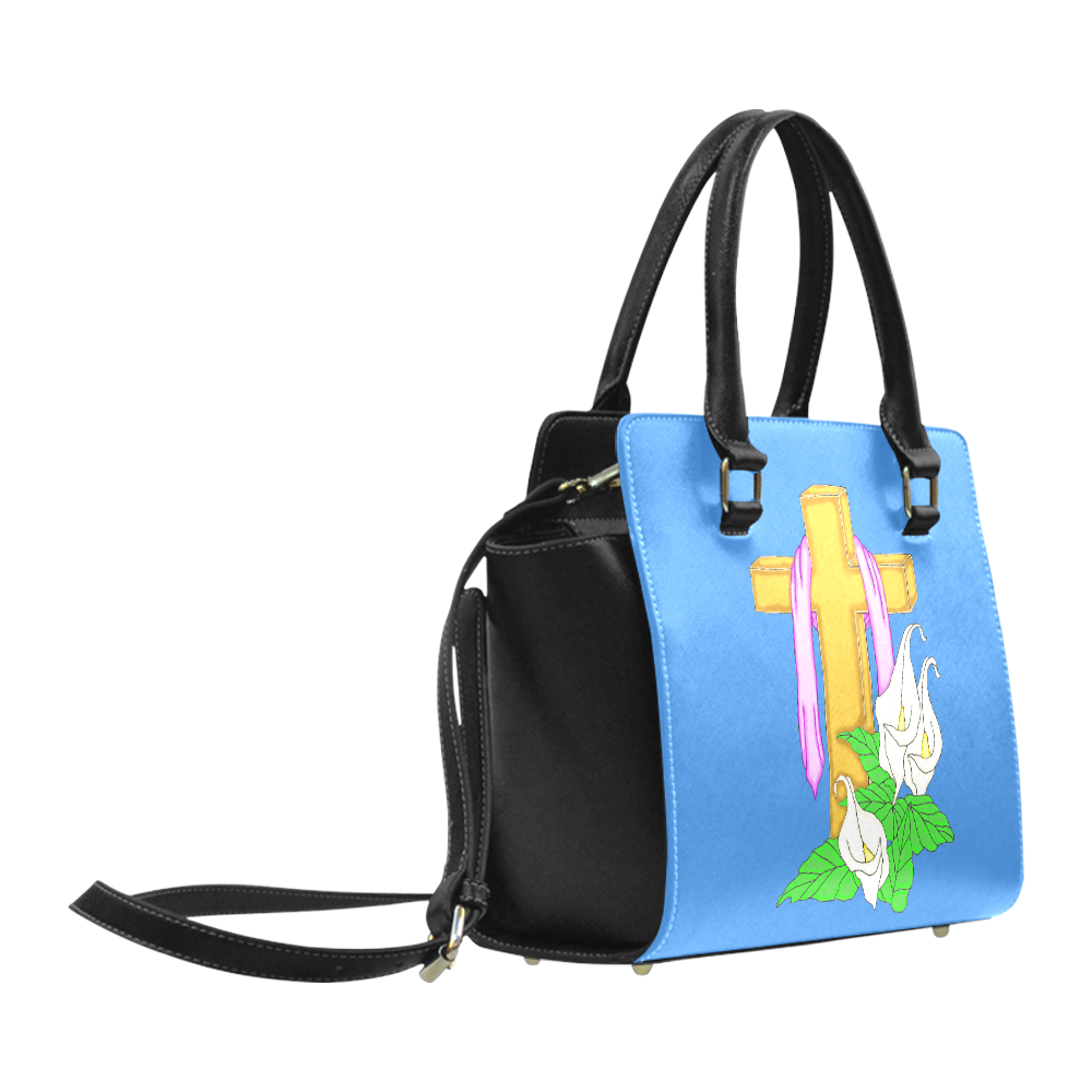 Easter Cross Blue Classic Shoulder Handbag (Model 1653)