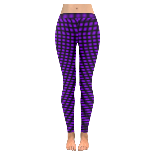 Squares in Purple Women's Low Rise Leggings (Invisible Stitch) (Model L05)