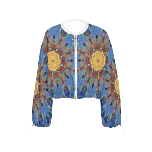 Energy mandala Cropped Chiffon Jacket for Women (Model H30)