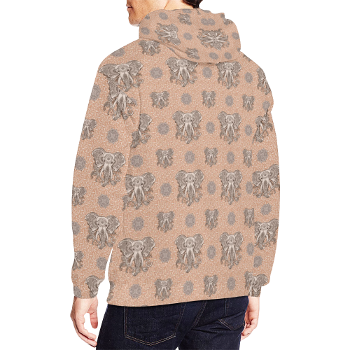 Ethnic Elephant Mandala Pattern All Over Print Hoodie for Men (USA Size) (Model H13)