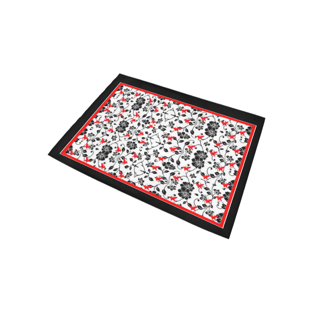 patterred of red fowers red and black florals area rug Area Rug 5'3''x4'