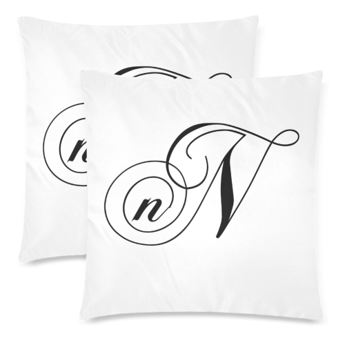 Alphabet N by Jera Nour Custom Zippered Pillow Cases 18"x 18" (Twin Sides) (Set of 2)
