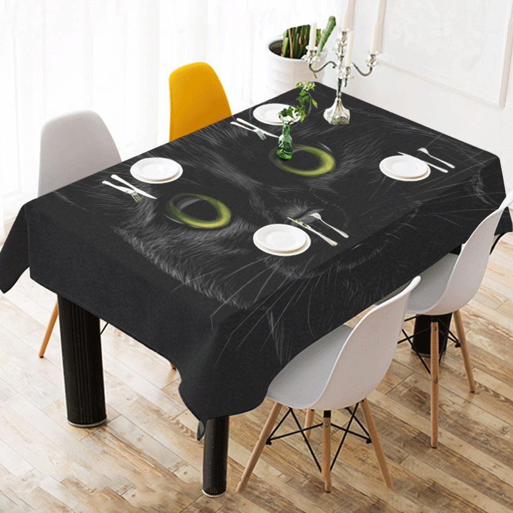 Black Cat Cotton Linen Tablecloth 52"x 70"