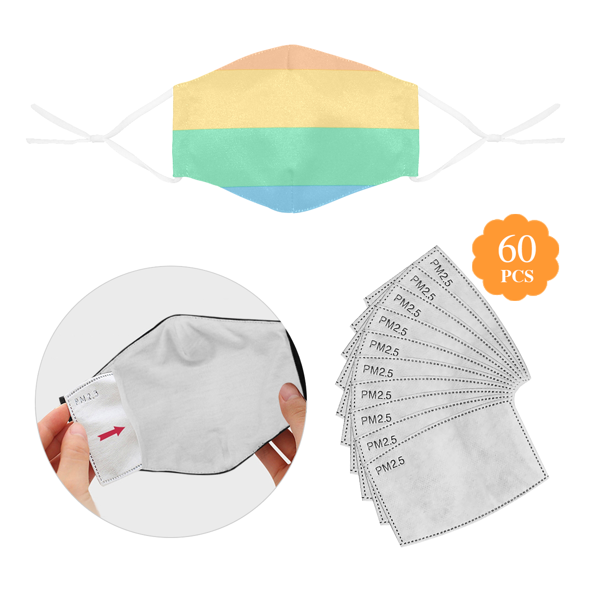 Rainbow 3D Mouth Mask with Drawstring (60 Filters Included) (Model M04) (Non-medical Products)