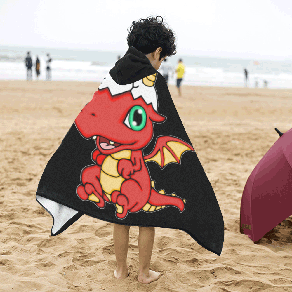 Baby Red Dragon Black Kids' Hooded Bath Towels