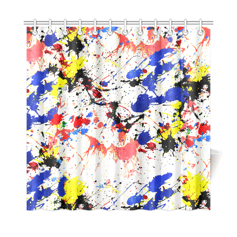 Blue and Red Paint Splatter Shower Curtain 72"x72"