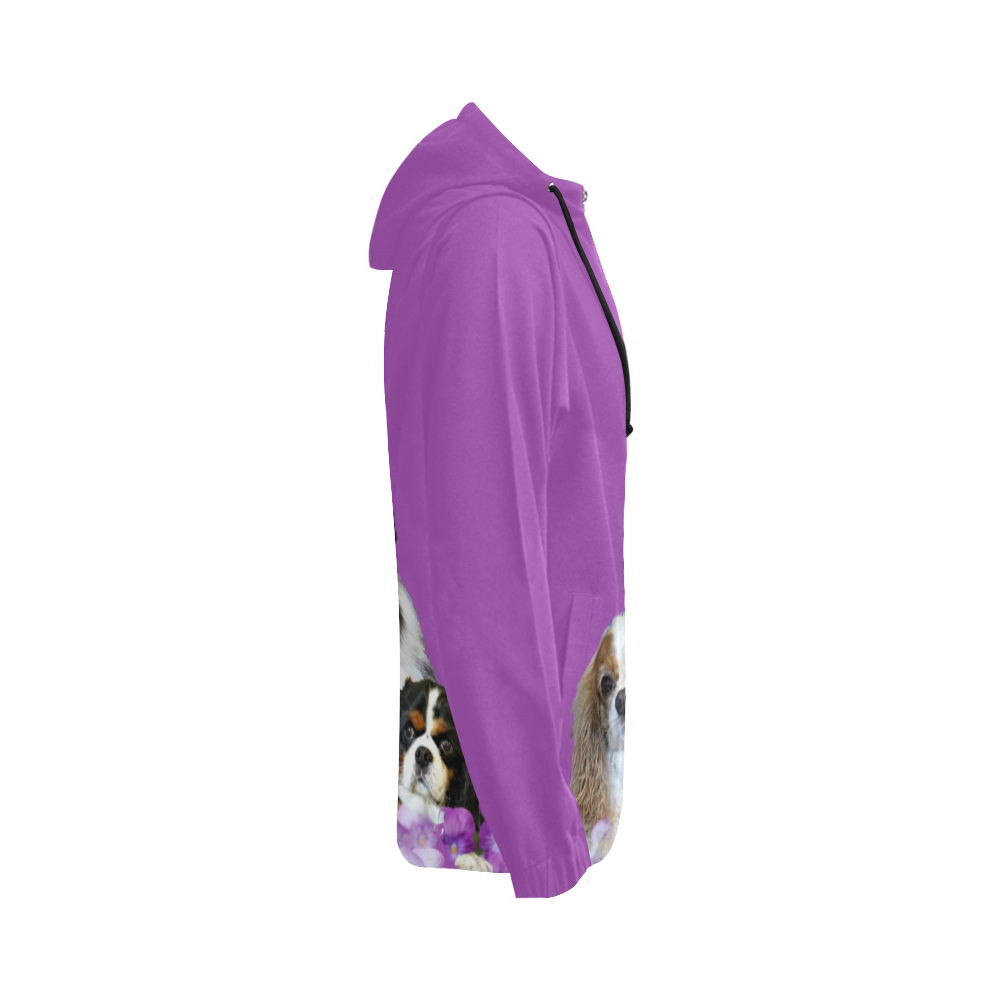 plain color sleeves and hood3 All Over Print Full Zip Hoodie for Women (Model H14)