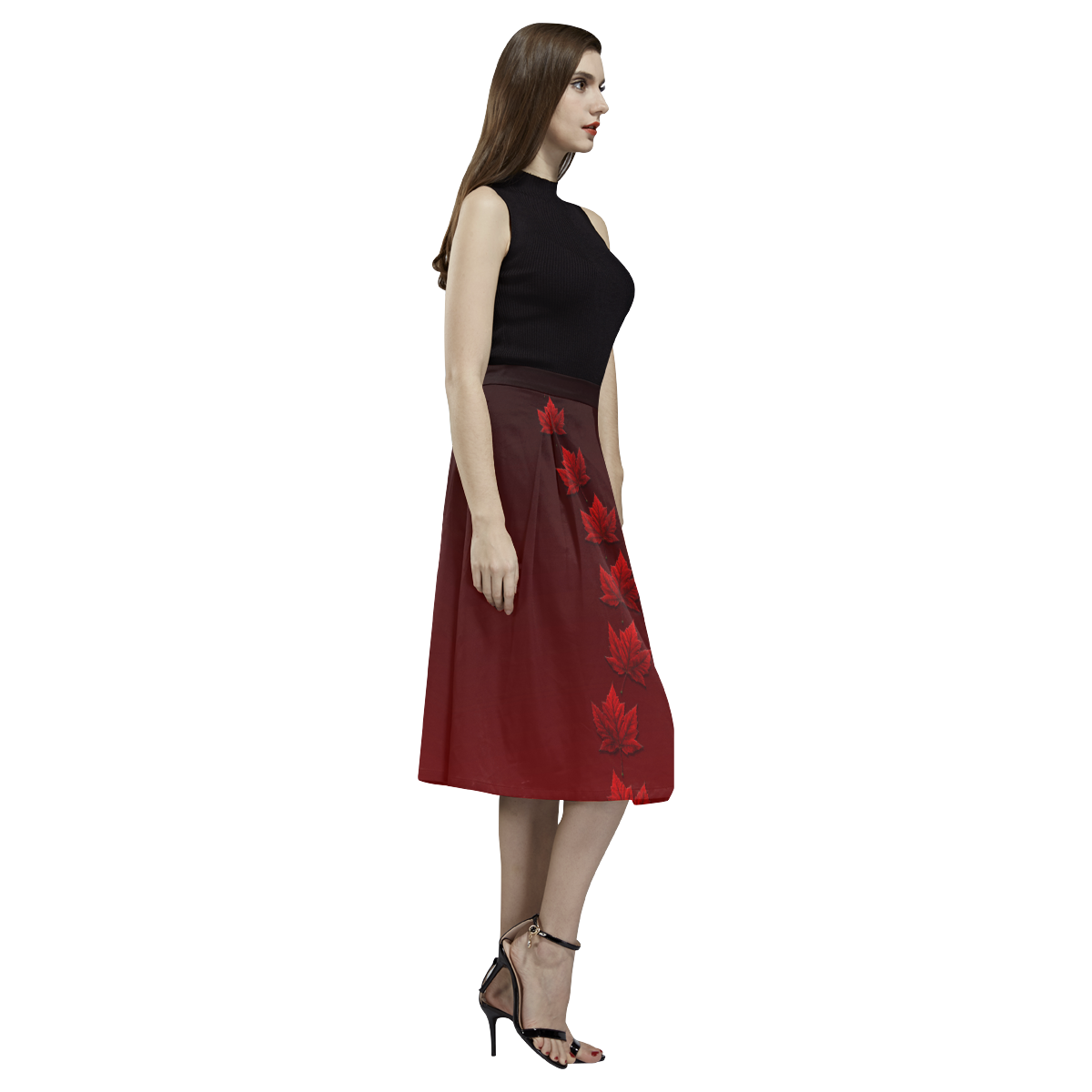 Canada Maple Leaf Skirts Aoede Crepe Skirt (Model D16)