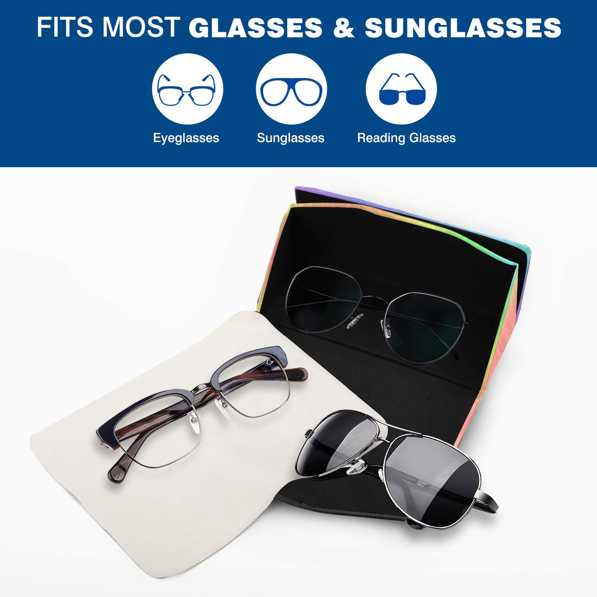 Groovy Pastel Rainbows Custom Foldable Glasses Case