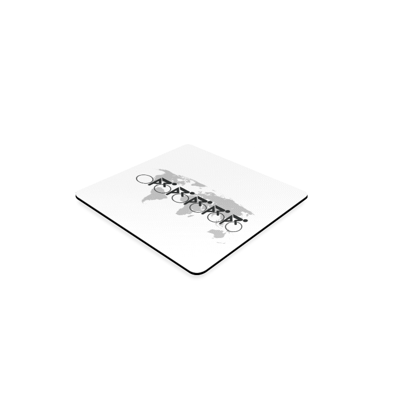 The Bicycle Race 3 Black Square Coaster