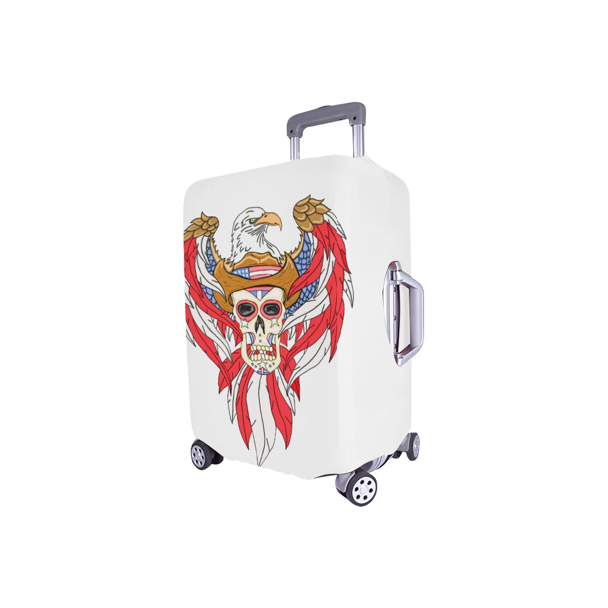 American Eagle Sugar Skull White Luggage Cover/Small 18"-21"