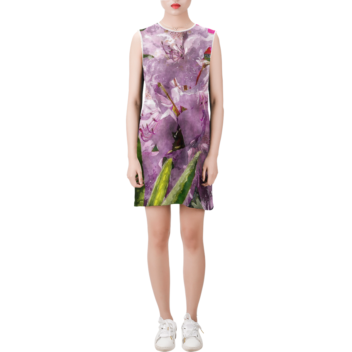 amazing garden pic - 9173 by JamColors Sleeveless Round Neck Shift Dress (Model D51)