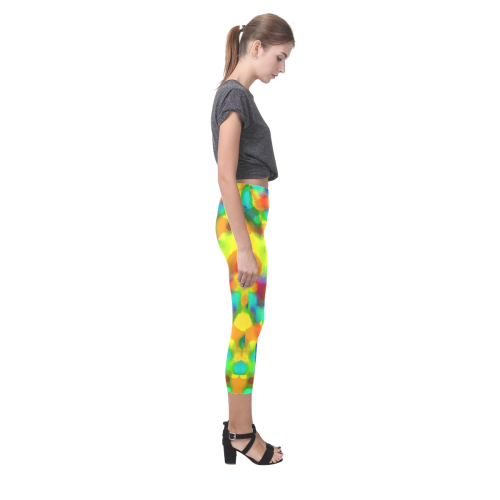 Colorful watercolors texture Capri Legging (Model L02)