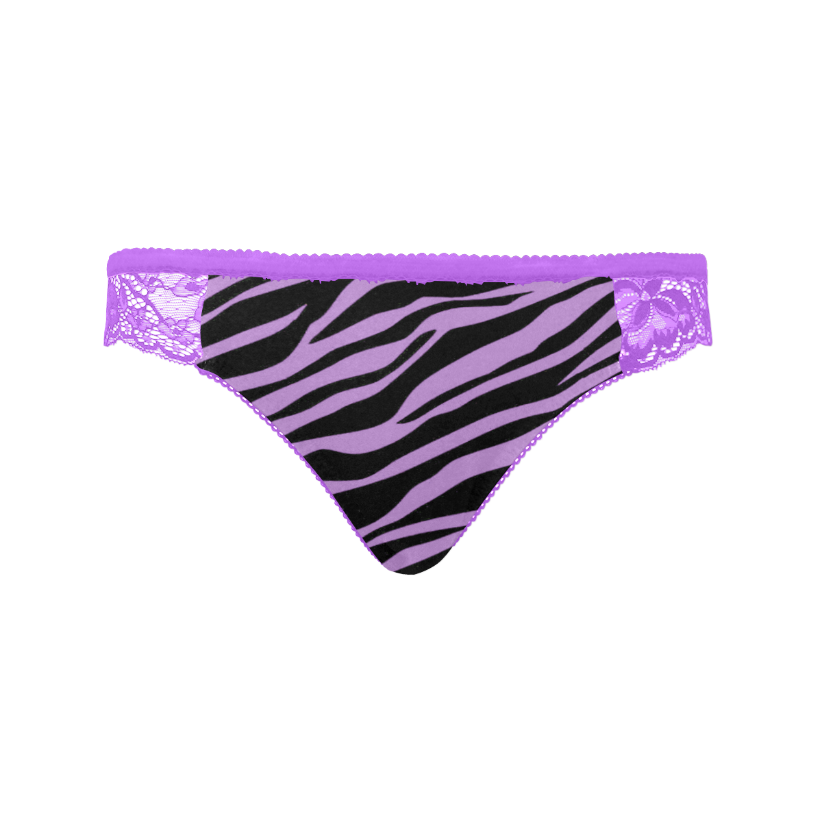 Lavender Zebra Stripes Purple Women's Lace Panty (Model L41)