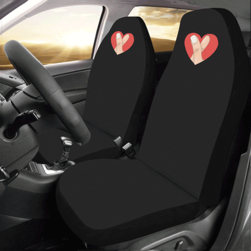 Red Heart Fingers on Black Car Seat Covers (Set of 2)