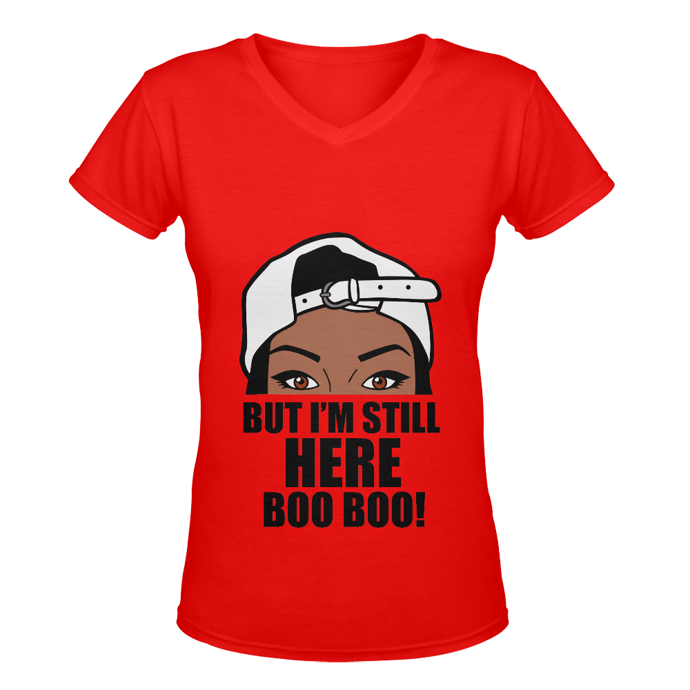 Still Here Boo Boo Red Women's Deep V-neck T-shirt (Model T19)