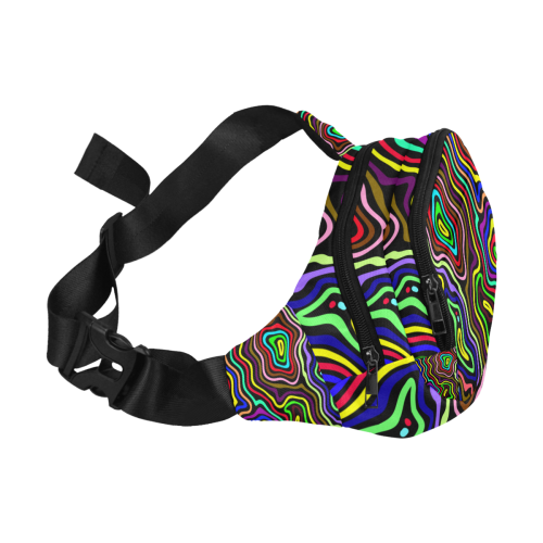 Multicolored Wavy Line Pattern Fanny Pack/Small (Model 1677)
