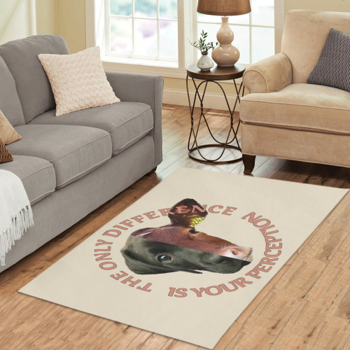 Vegan Cow and Dog Design with Slogan Area Rug 5'x3'3''