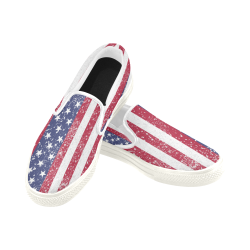 American Flag Distressed Men's Unusual Slip-on Canvas Shoes (Model 019)