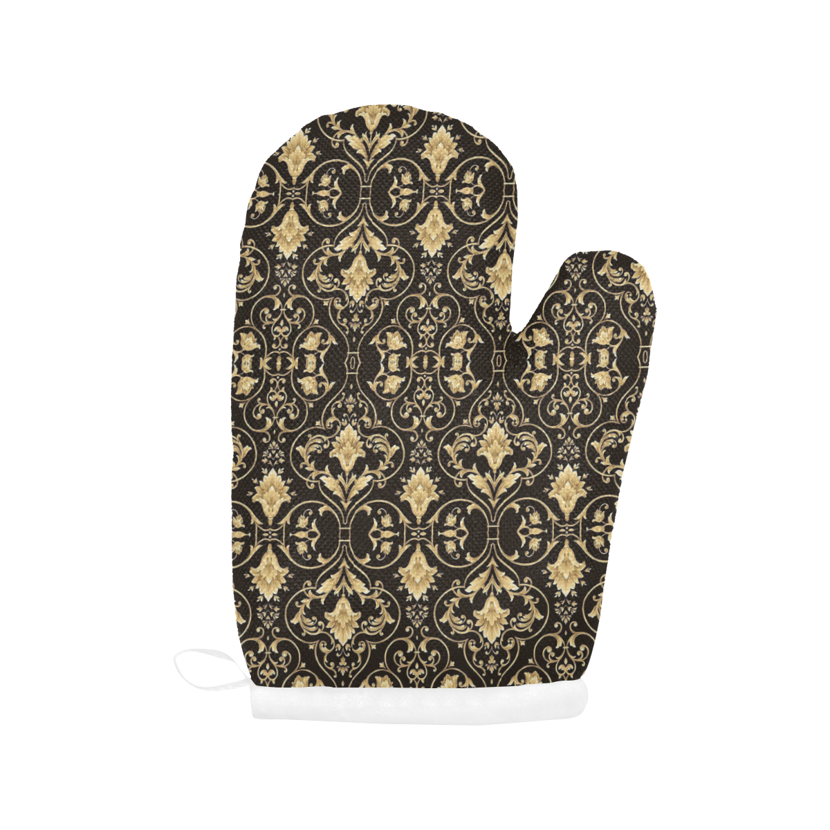 Black Gold Damask Oven Mitt (Two Pieces)