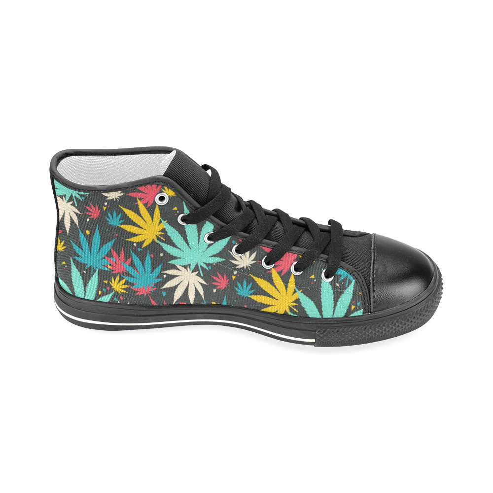 Colorful Leaves Men’s Classic High Top Canvas Shoes (Model 017)